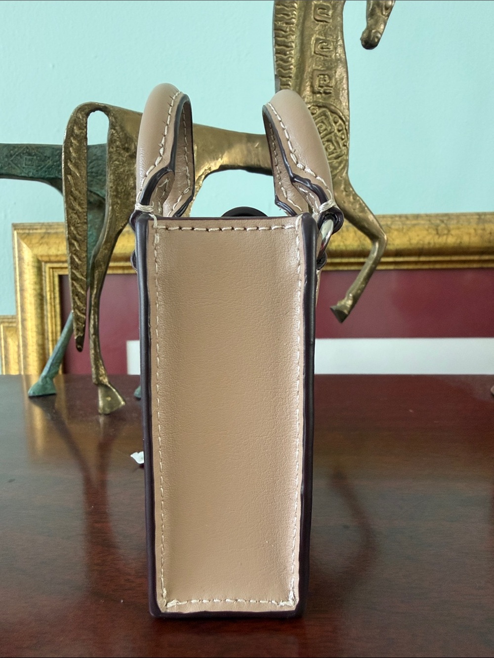 NWT Coach North South Mini Tote Bag Charm with Top Handles in Signature Canvas - Picture 15 of 16